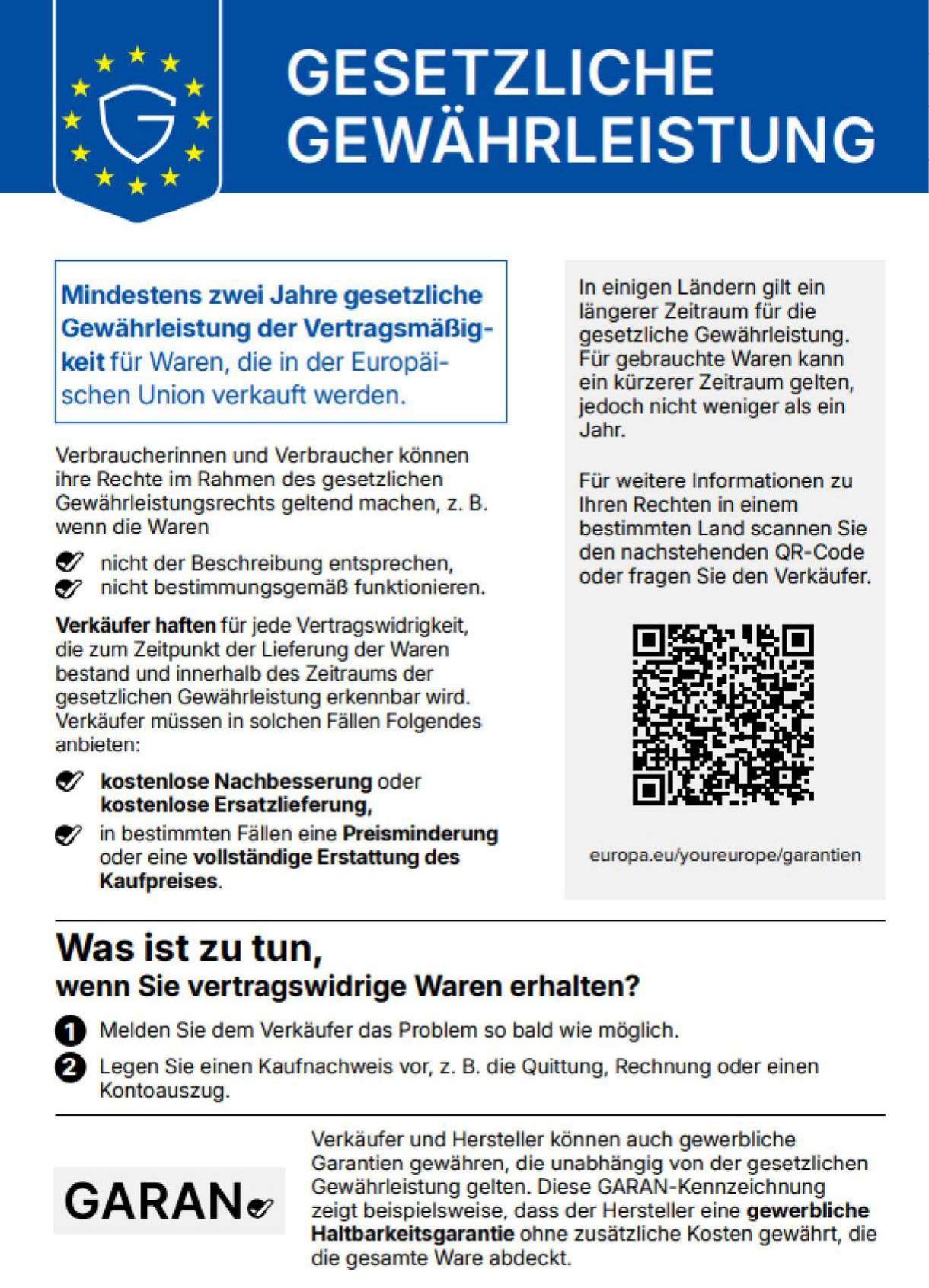 Harmonisierte Mitteilung über das gesetzliche Gewährleistungsrecht
